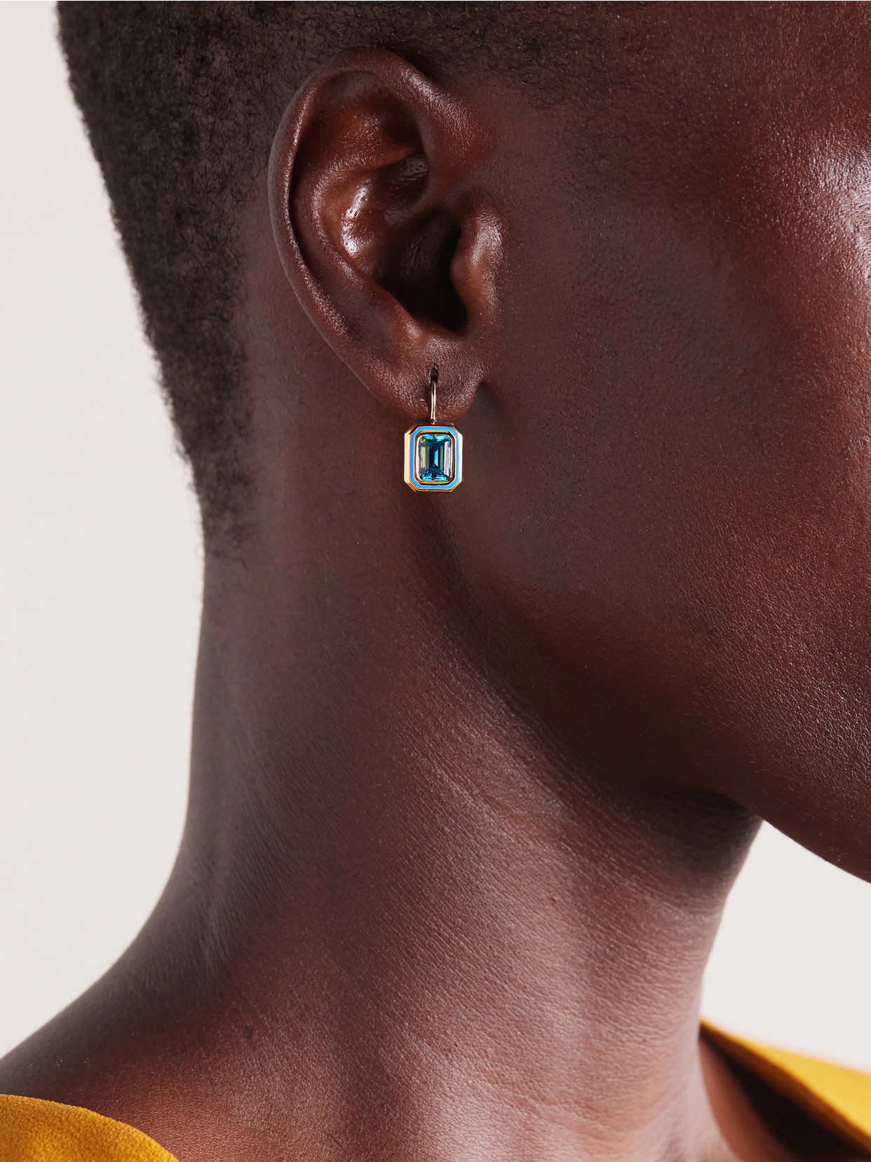 Alison Lou Madison 14-karat Gold, Laboratory-grown Topaz And Enamel Earrings In Blue