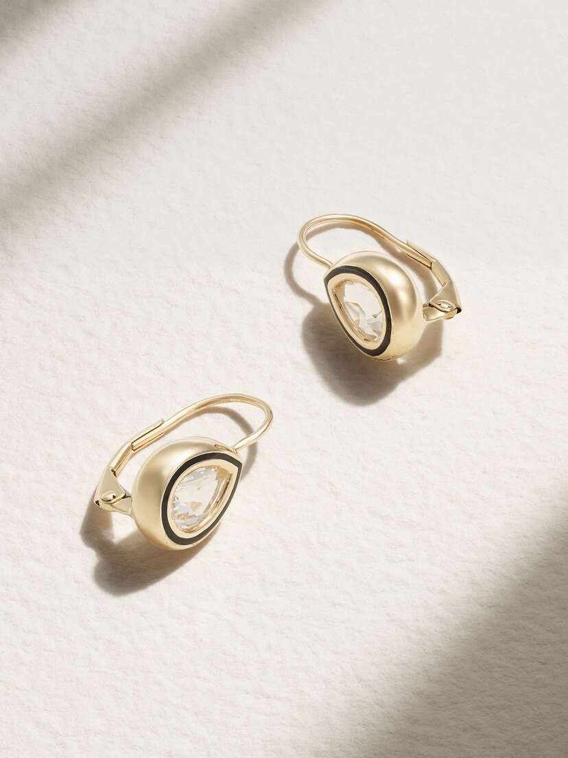 Alison Lou 18-karat Gold, Topaz And Enamel Earrings
