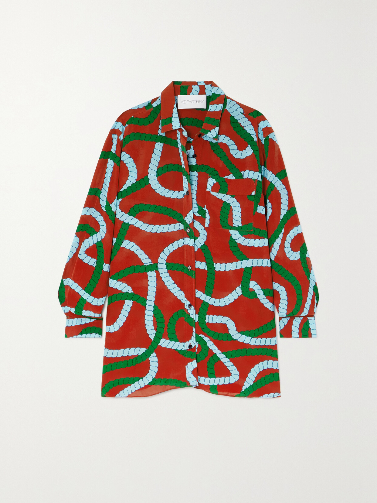 Az Factory Graphic-print Crepe Shirt In Red