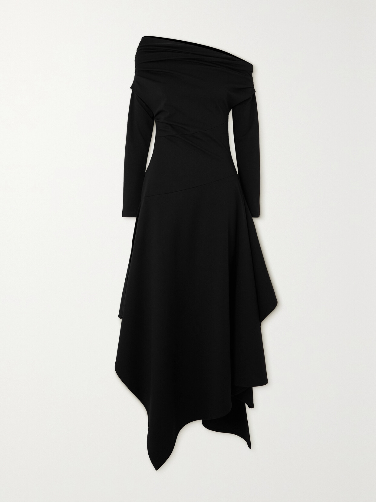 AZ Factory - One-shoulder Asymmetric Draped Stretch-jersey Midi Dress - Black