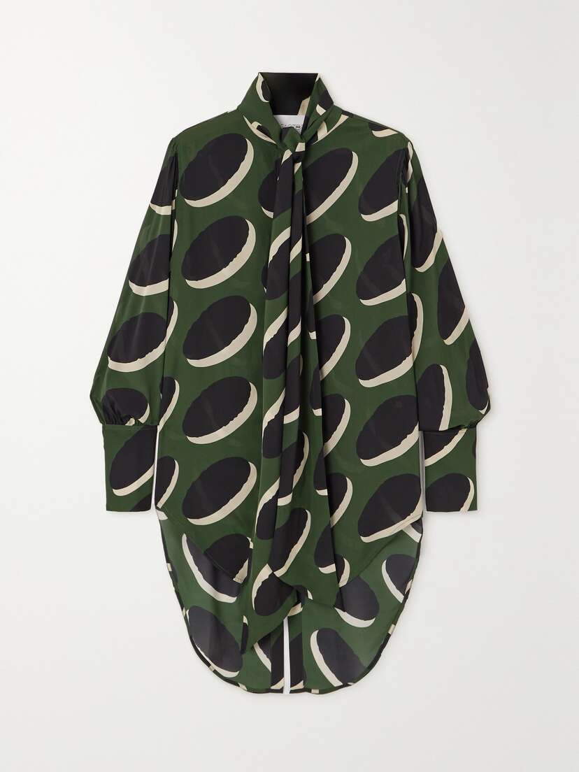 AZ Factory Pussy-bow Printed Georgette Shirt