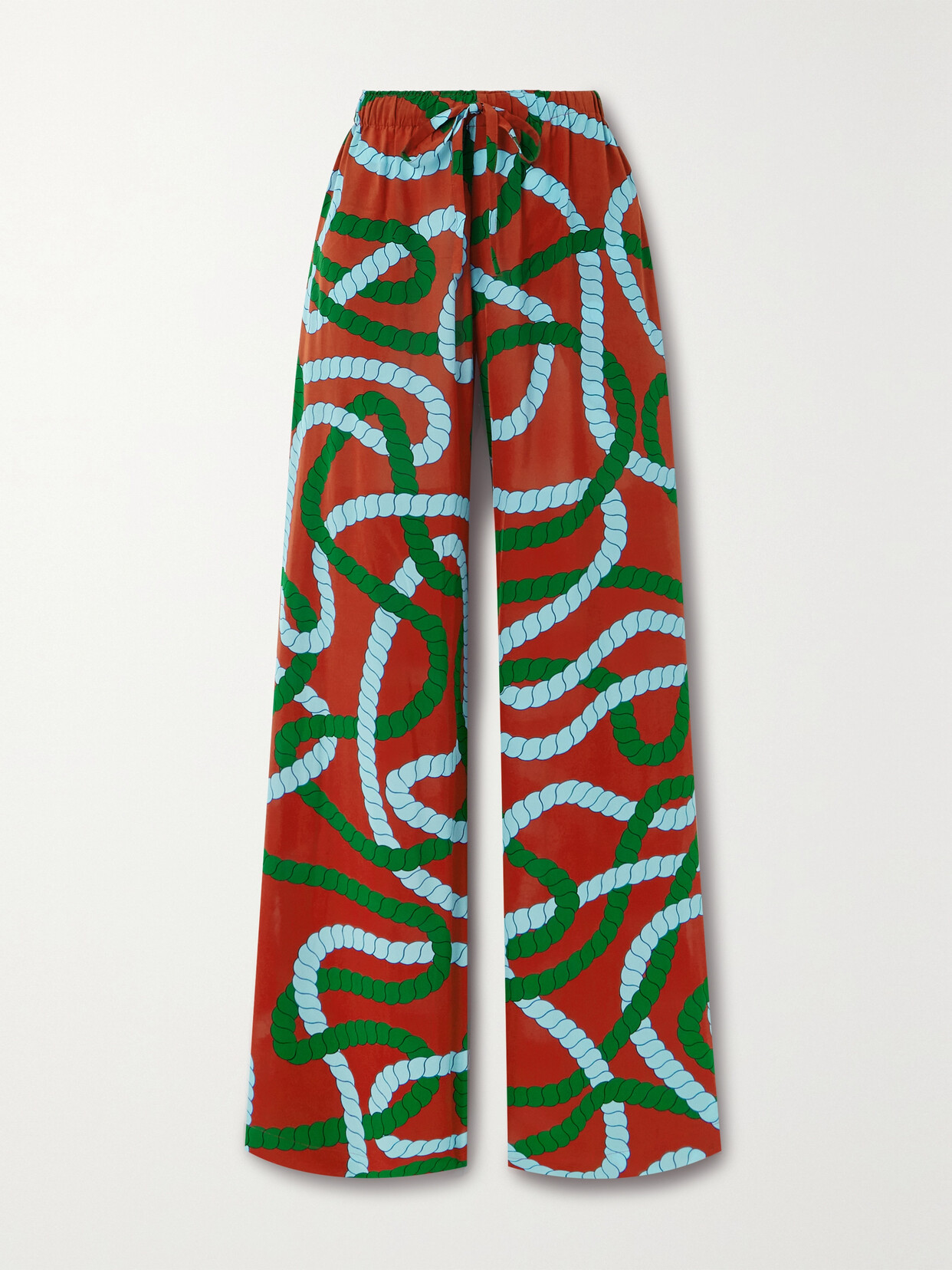 Az Factory Printed Georgette Wide-leg Pants In Red