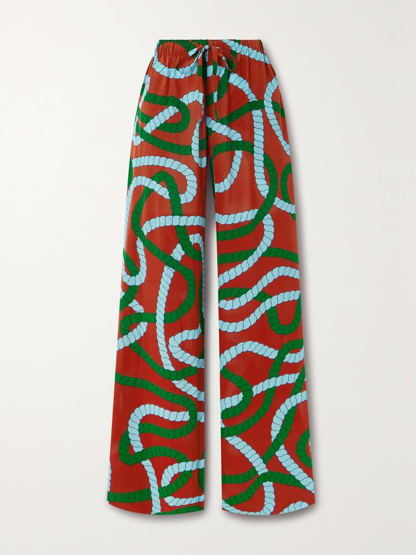 AZ Factory Printed Georgette Wide-leg Pants