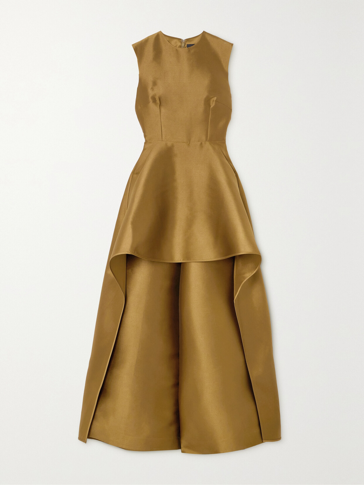 Solace London Avena Layered Metallic Satin-twill Jumpsuit In Gold