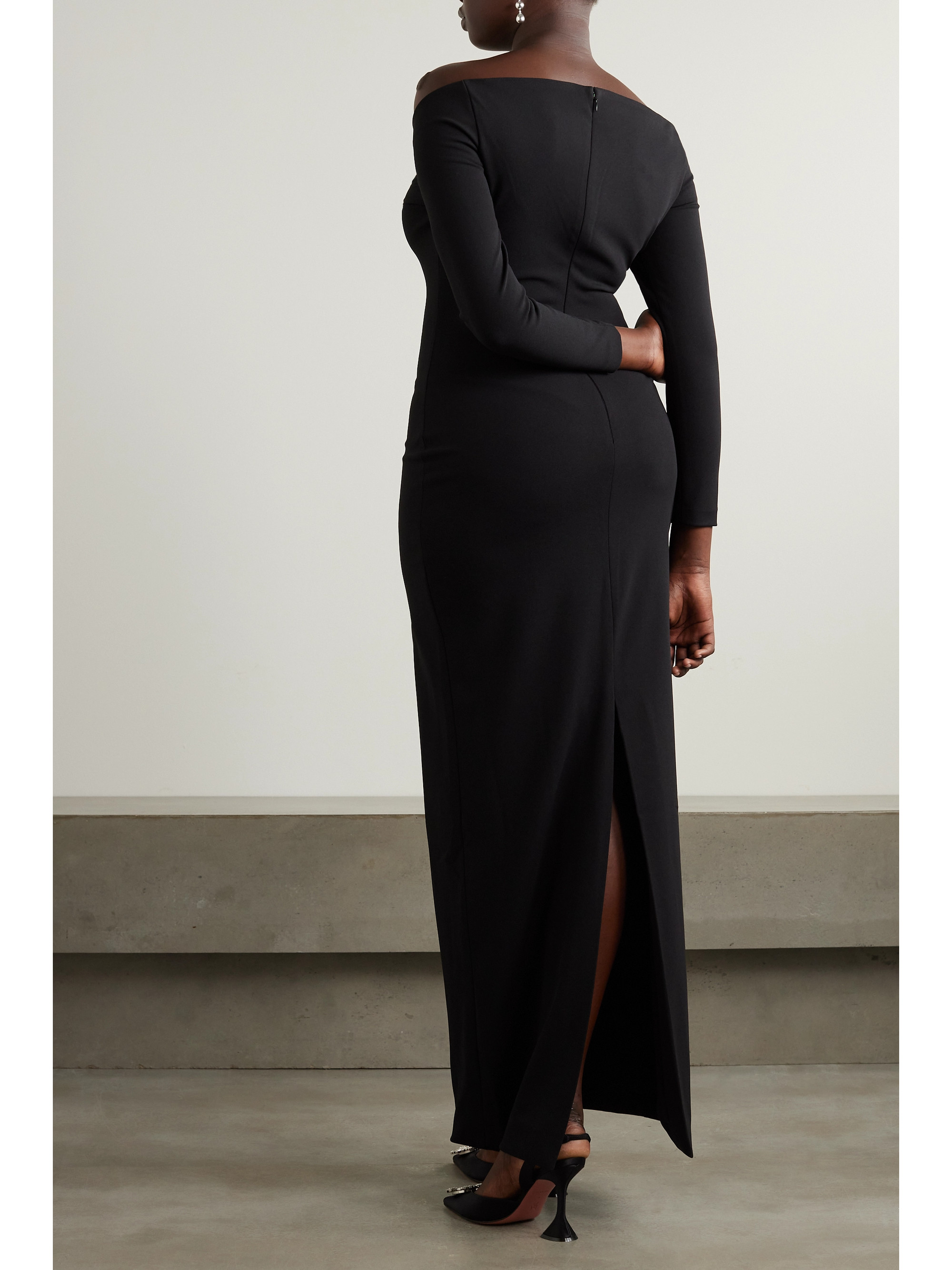 Solace London Tara off-the-shoulder stretch-crepe gown