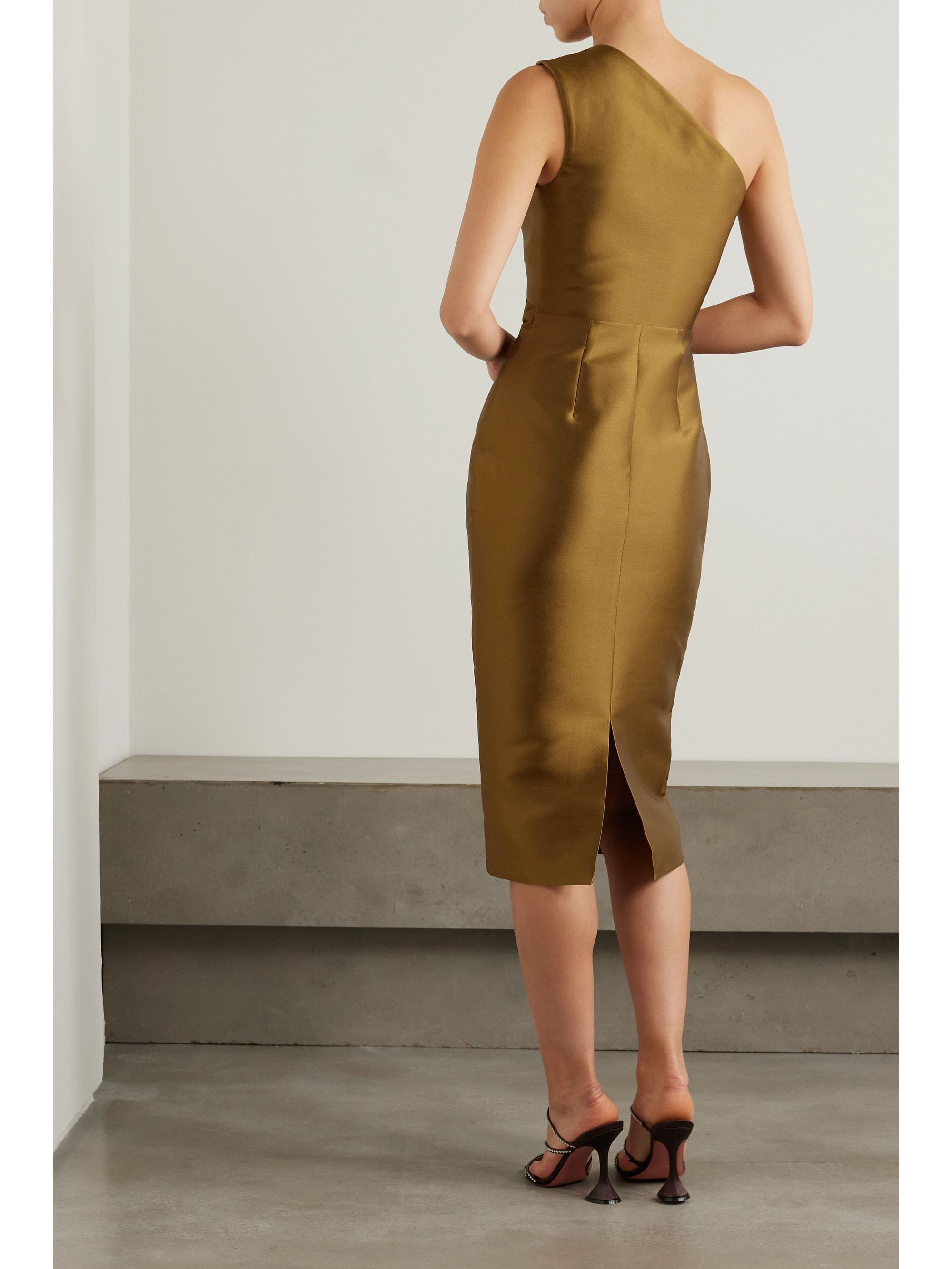 t*l様 Solace ソレイスロンドン ワンショルダー 片袖 ワンピース UK Solace London - Orla one-shoulder gathered satin-twill midi dress