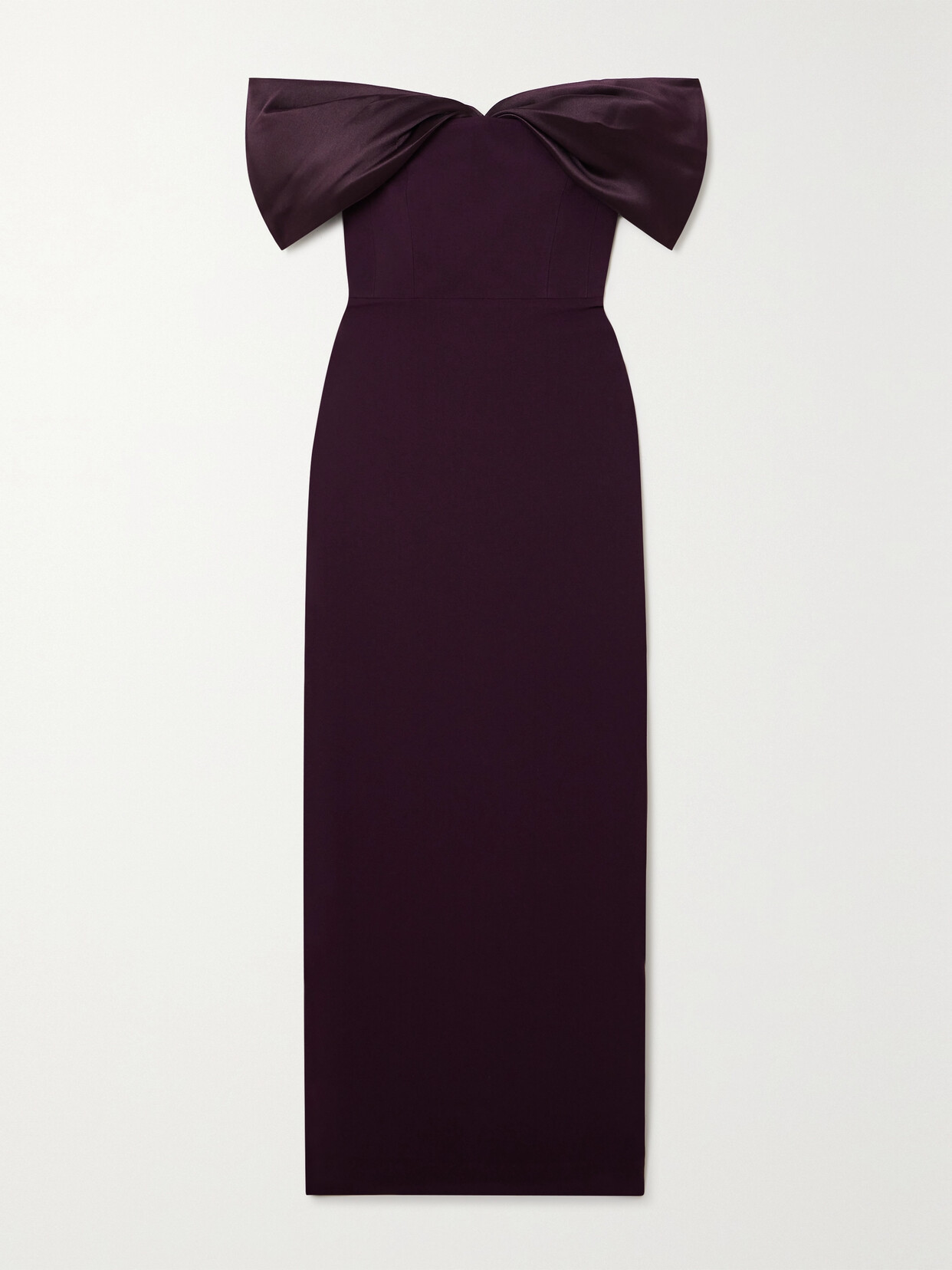 Solace London Dakota Off-the-shoulder Crepe And Satin-twill Gown In Burgundy