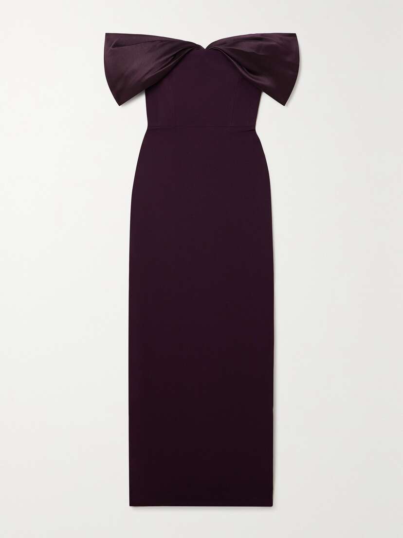 Solace London Dakota Off-the-shoulder Crepe And Satin-twill Gown