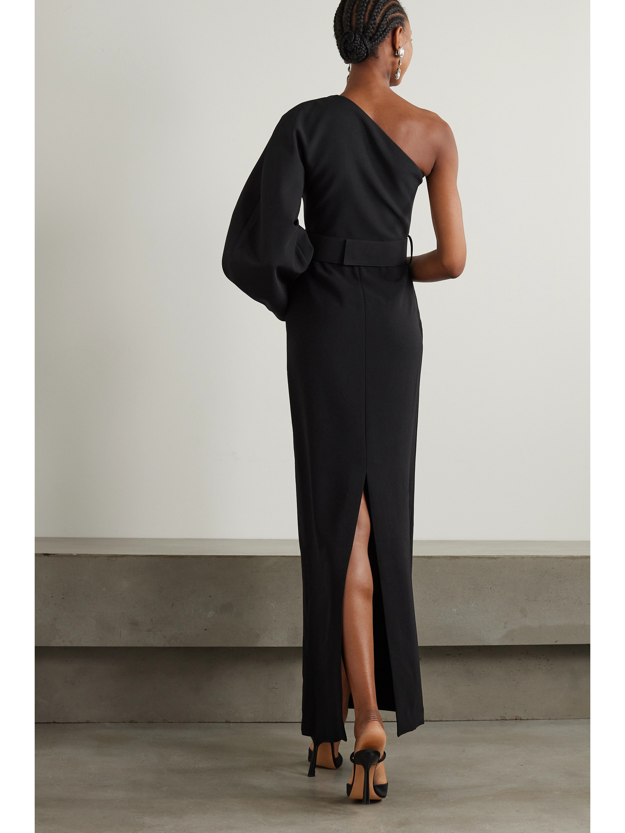 Solace London Zaya one-shoulder belted crepe maxi dress thumbnail