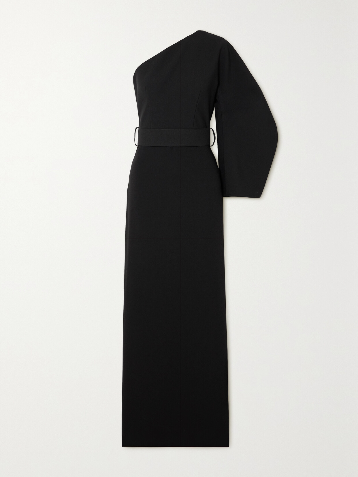 Solace London Zaya One-shoulder Belted Crepe Maxi Dress In Black