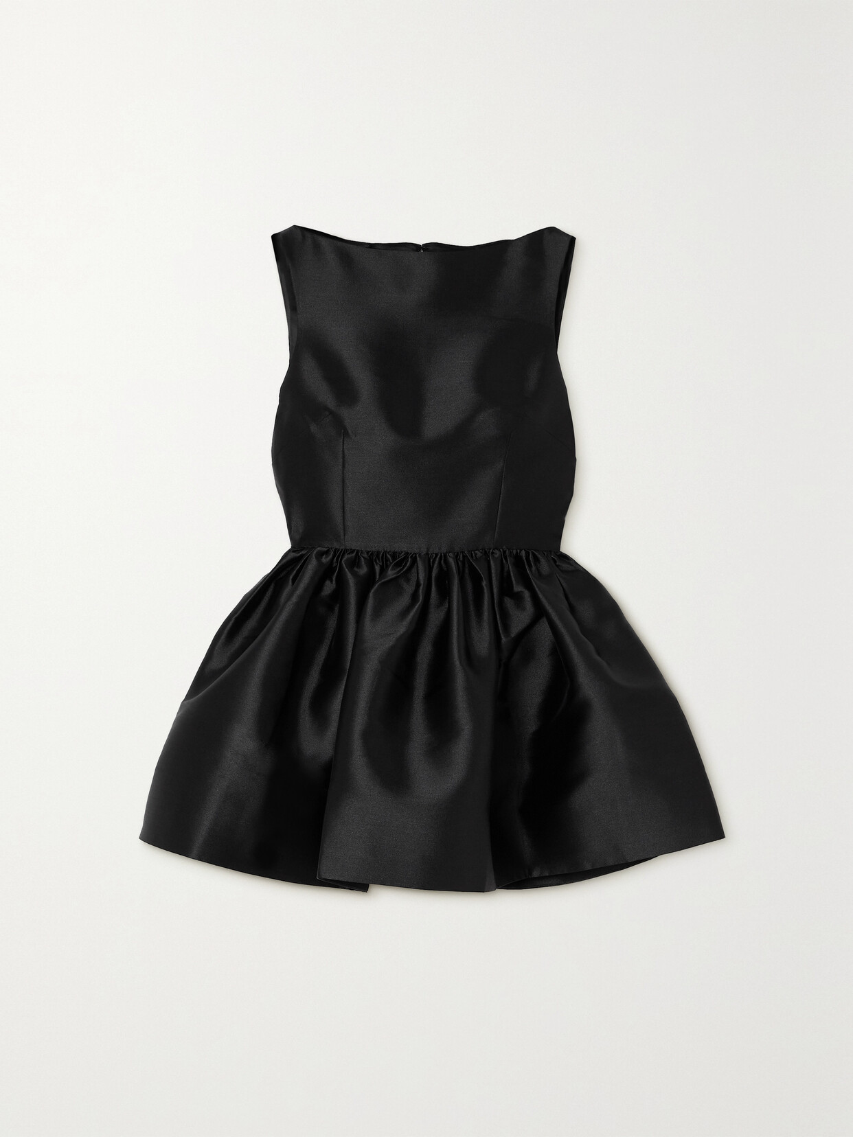 Solace London - Simona Satin-twill Peplum Top - Black