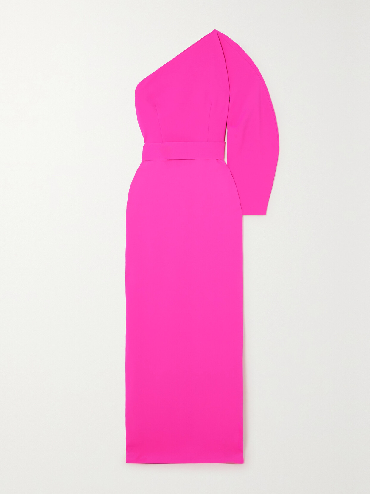 Solace London Zaya One-sleeve Belted Crepe Gown In Pink