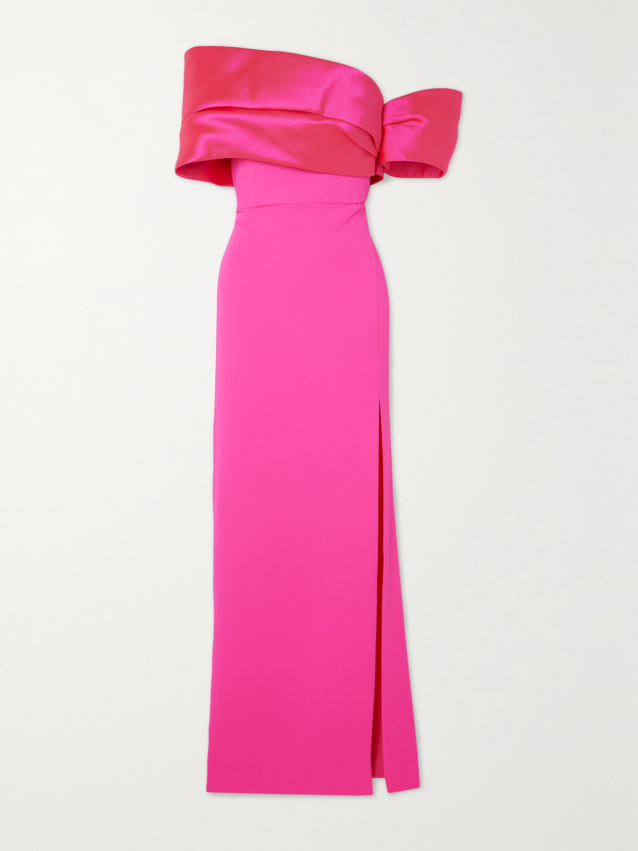 Shop Solace London Alexis Off-the-shoulder Satin-twill And Crepe Gown In Pink