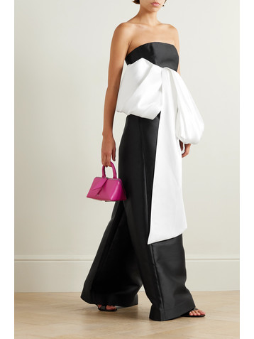 Solace London Nadina strapless bow-detailed two-tone satin-twill top