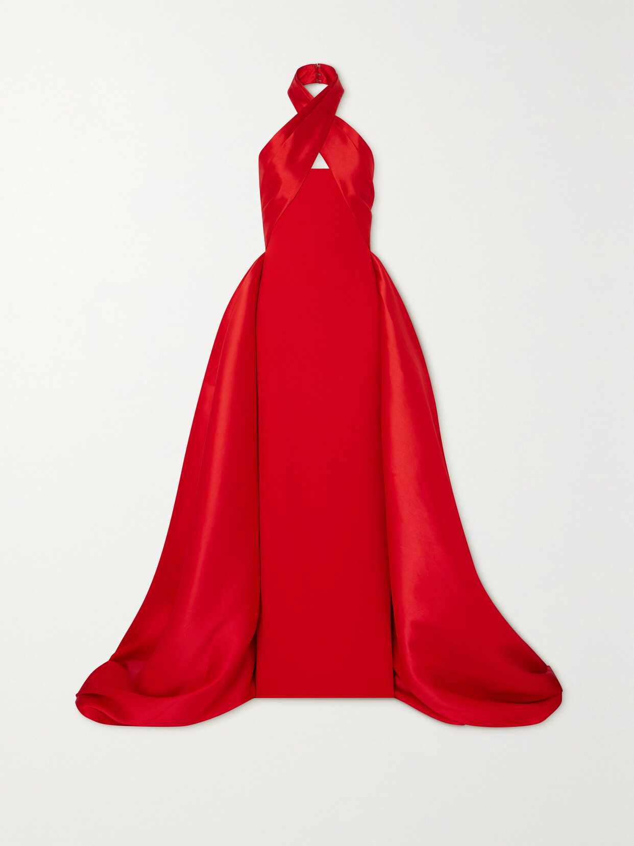 Solace London - Rumi Satin-twill And Crepe Halterneck Gown - Red