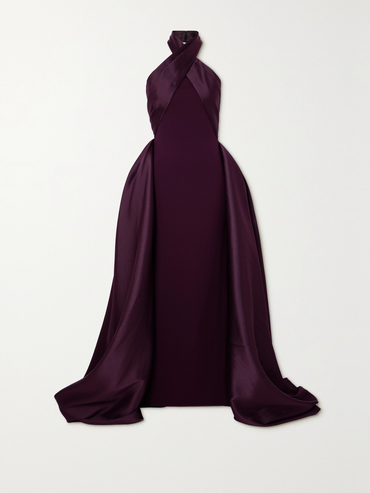 Solace London - Rumi Satin-twill And Crepe Halterneck Gown - Burgundy