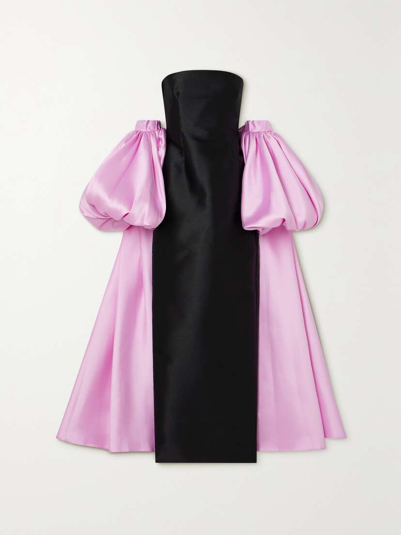 Solace London Lea Strapless Two-tone Satin-twill Gown - UK 16