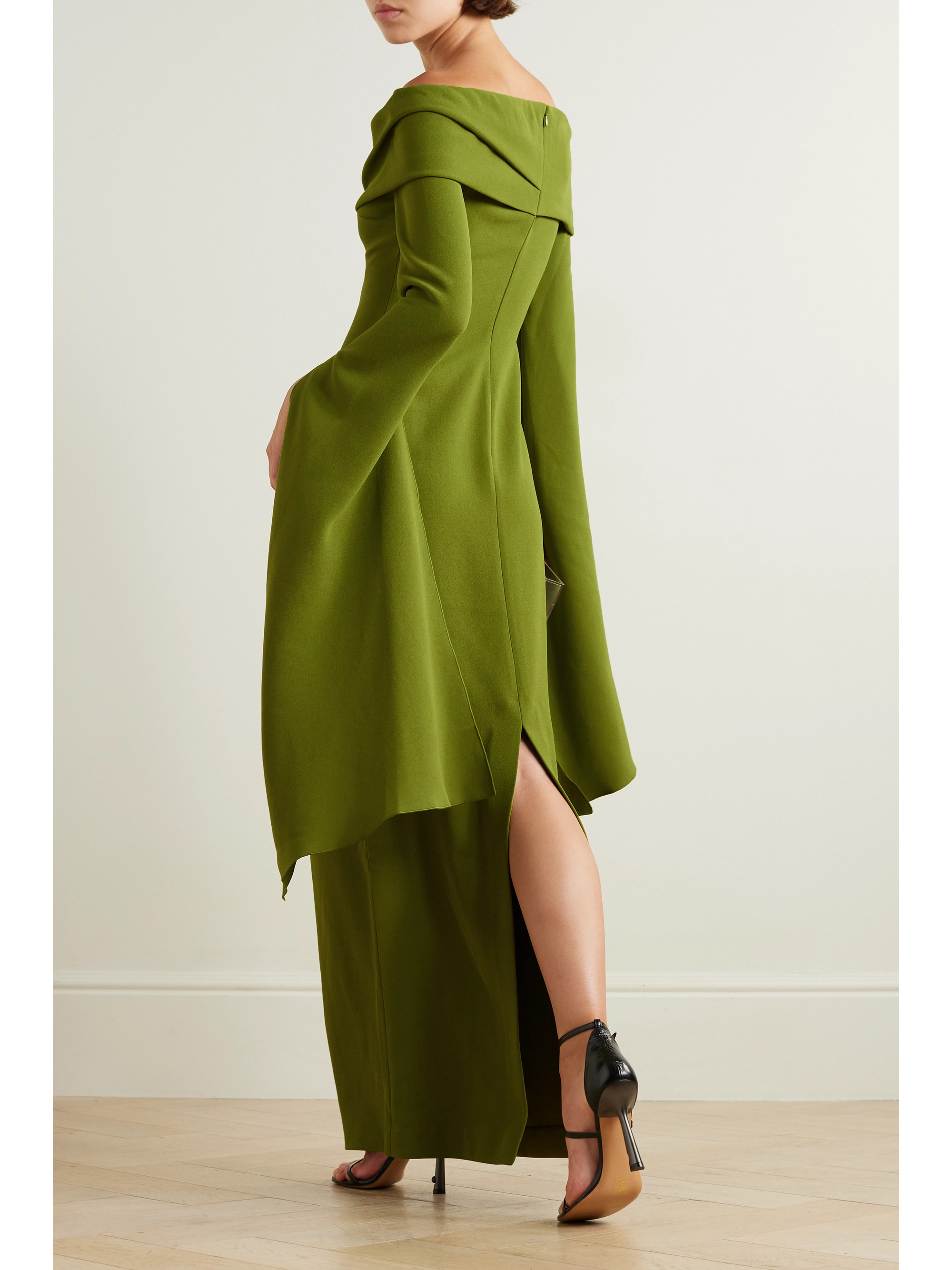 Solace London - Arden draped off-the-shoulder crepe maxi dress | Plush