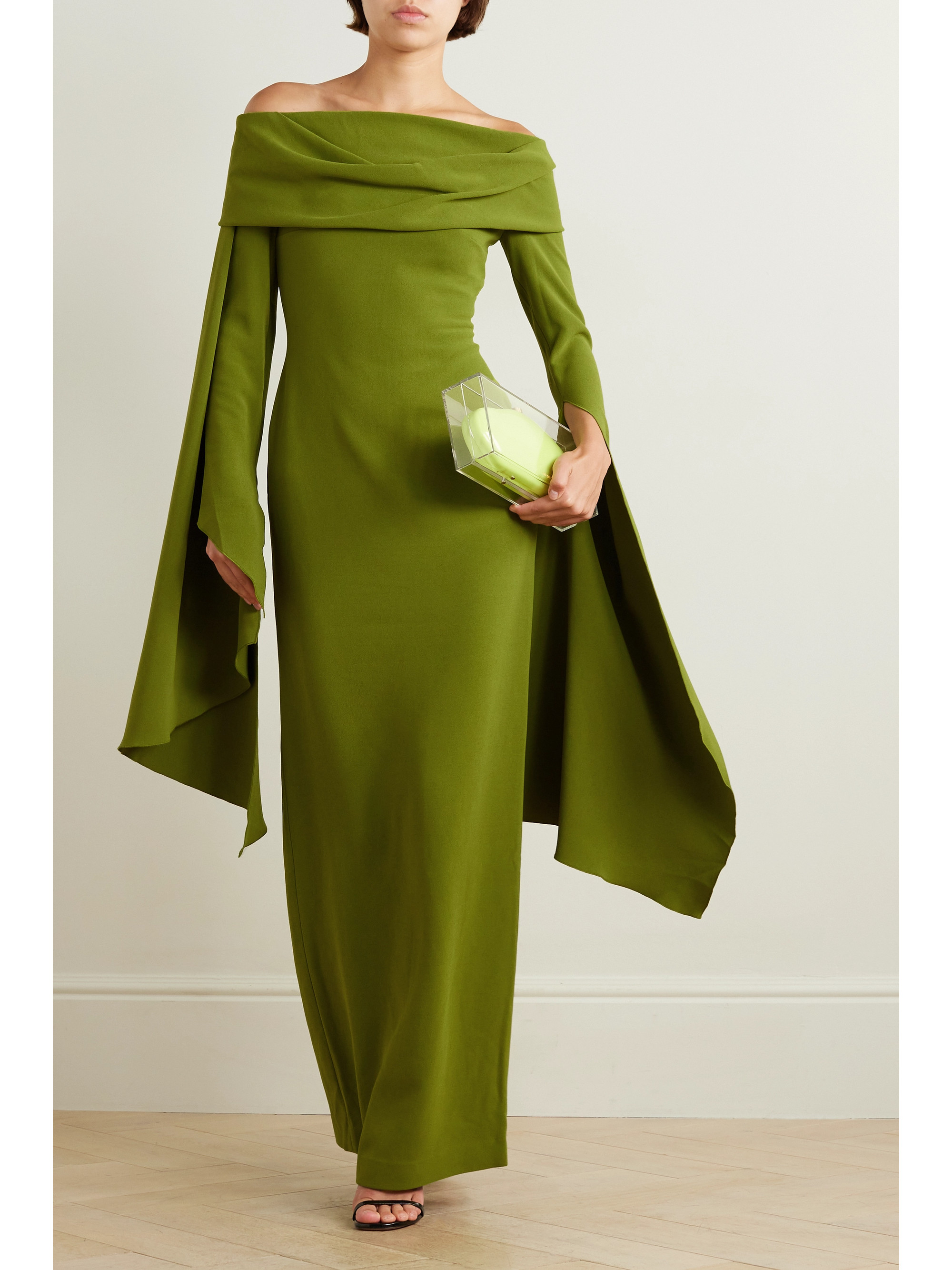 Solace London - Arden draped off-the-shoulder crepe maxi dress | Plush
