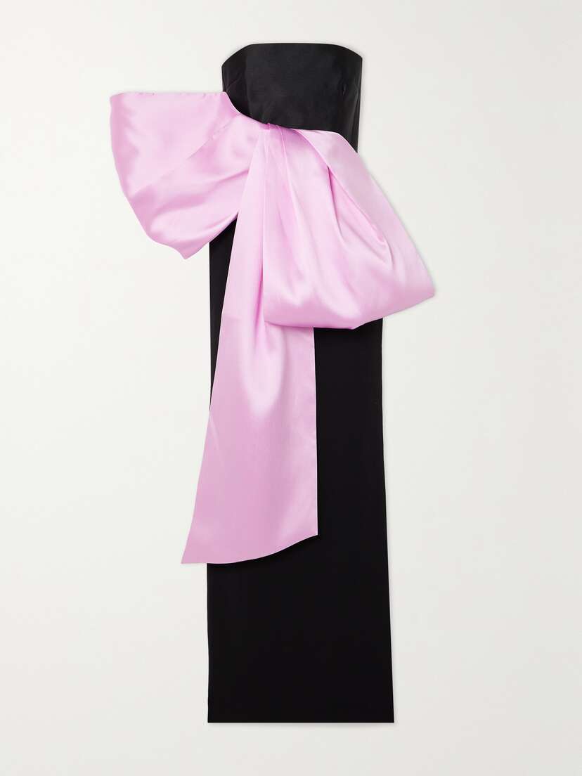 Solace London Maeve Strapless Satin-twill And Crepe Gown