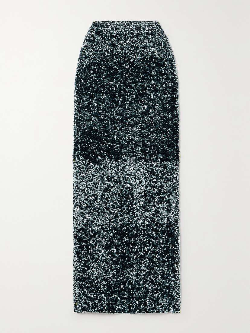 Solace London Tumie Sequined Stretch-crepe Maxi Skirt - UK 16