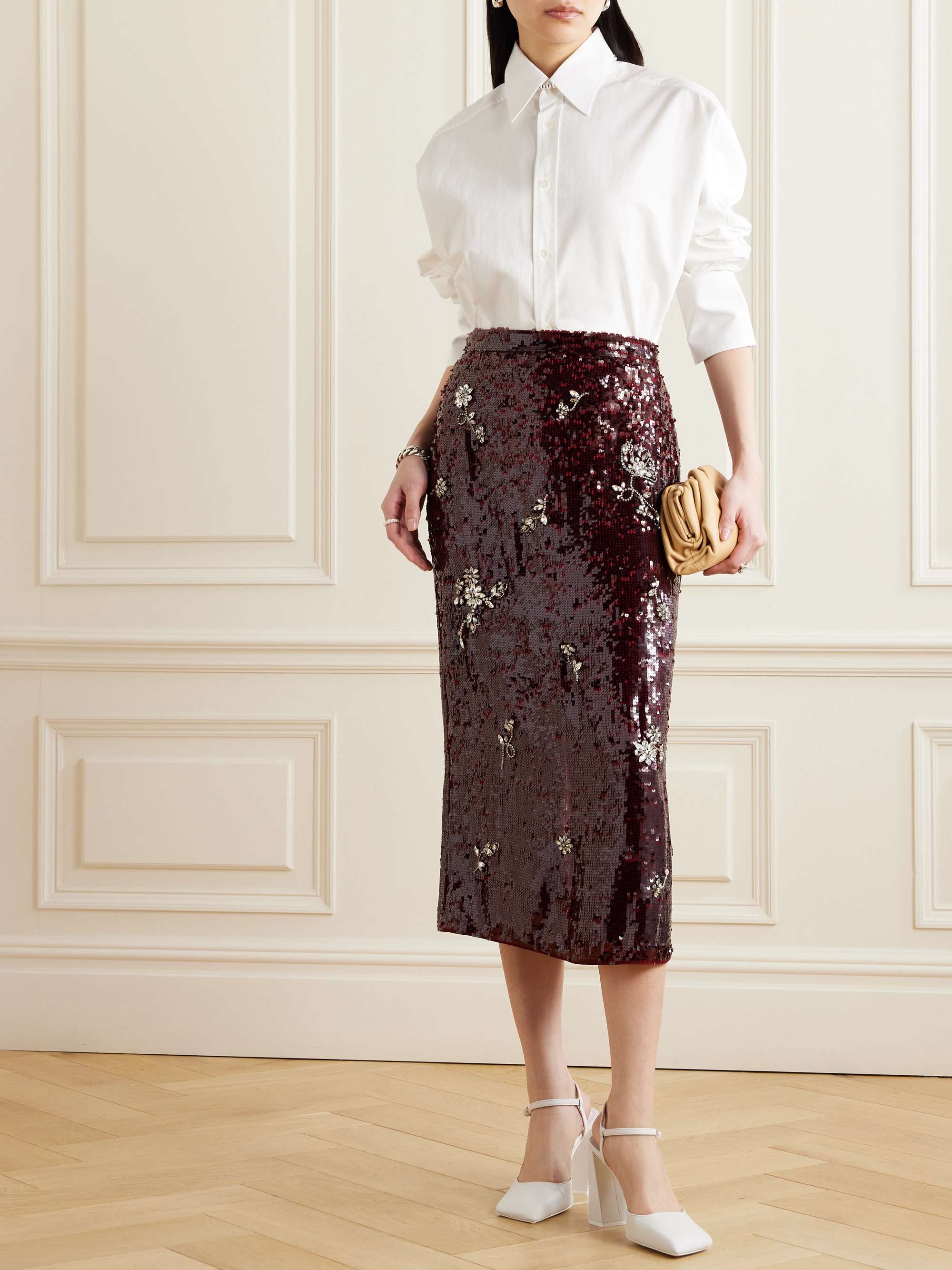 Erdem - Lacey floral denim midi skirt Erdem