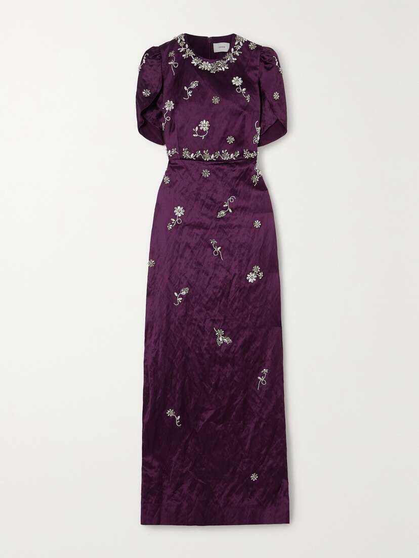 Erdem Crystal-embellished Crinkled-satin Gown - UK 20