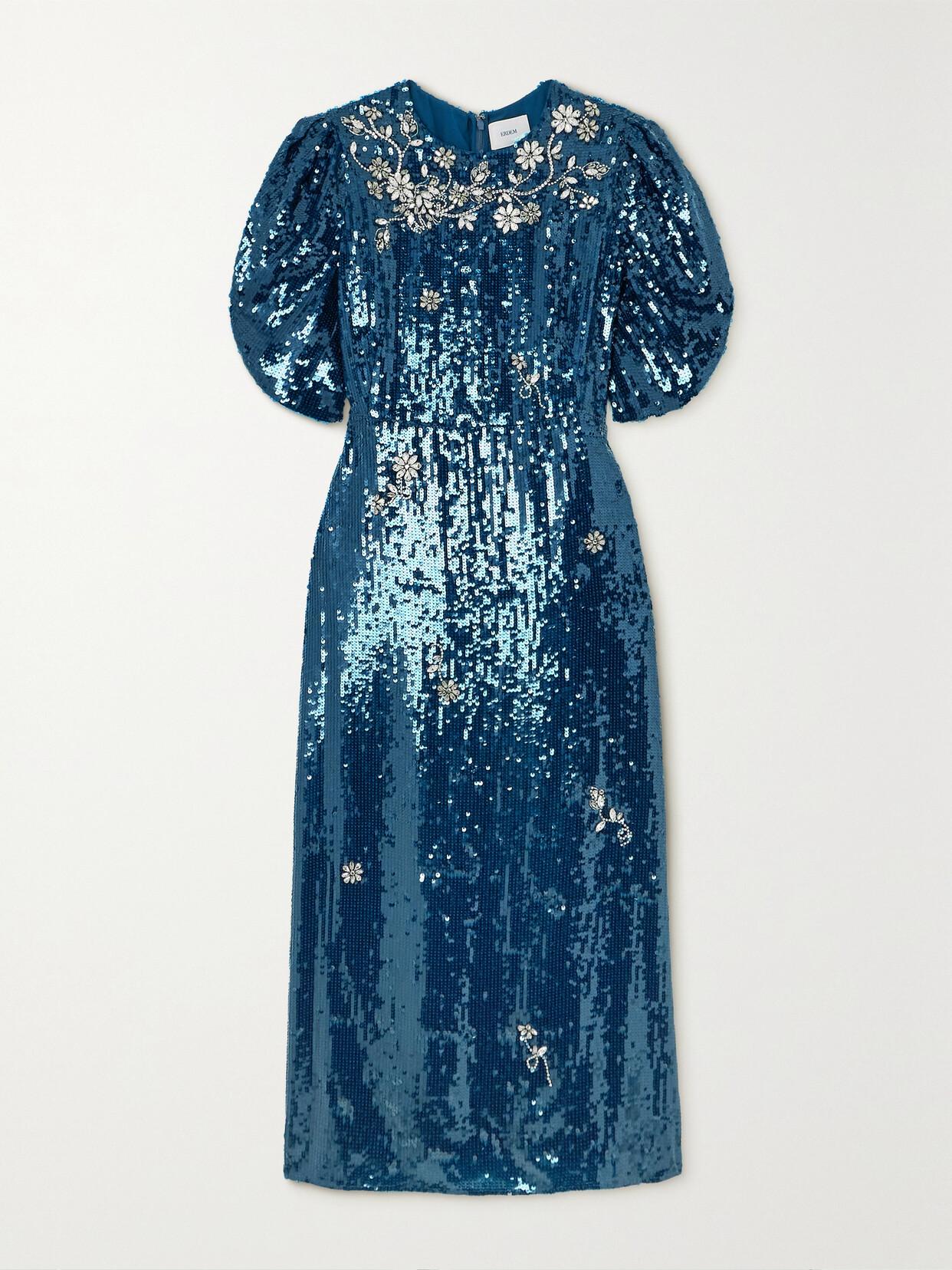 Erdem Astrea Embellished Chiffon Midi Dress - Blue