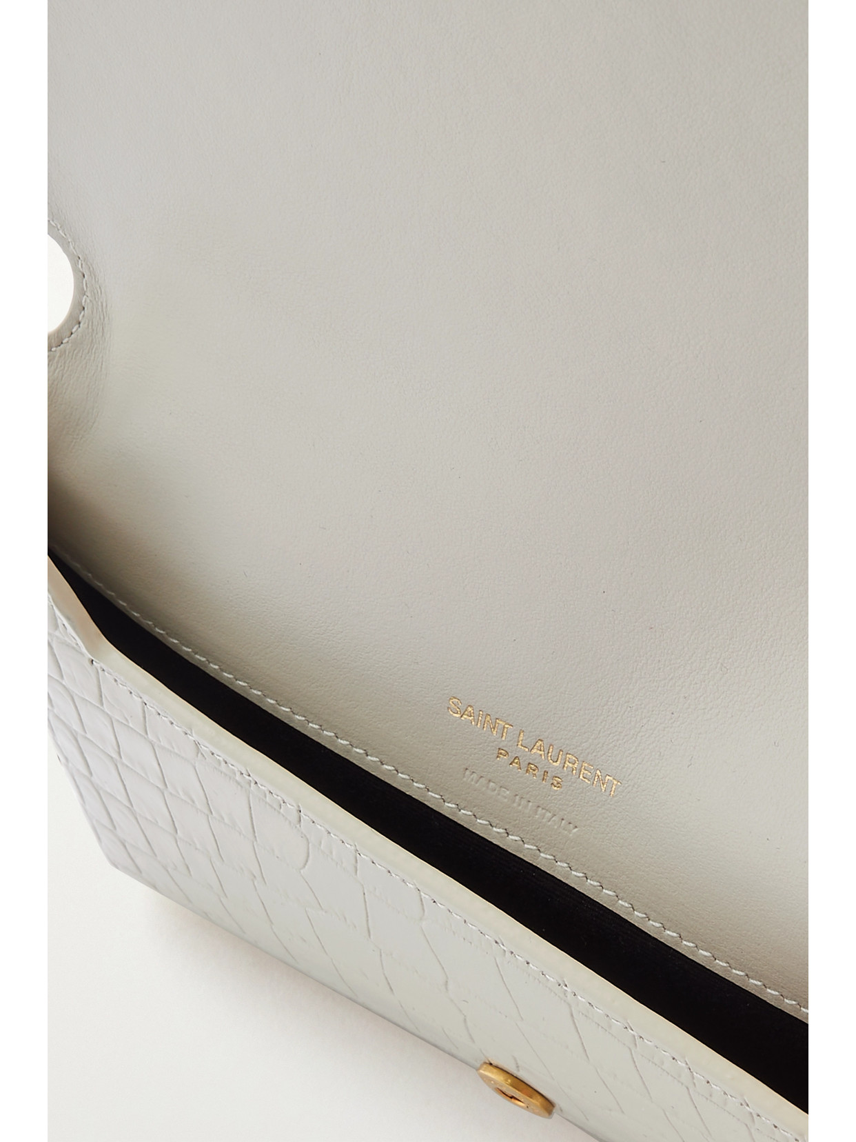 Saint Laurent Monogramme Croc-effect Leather Pouch In Cream