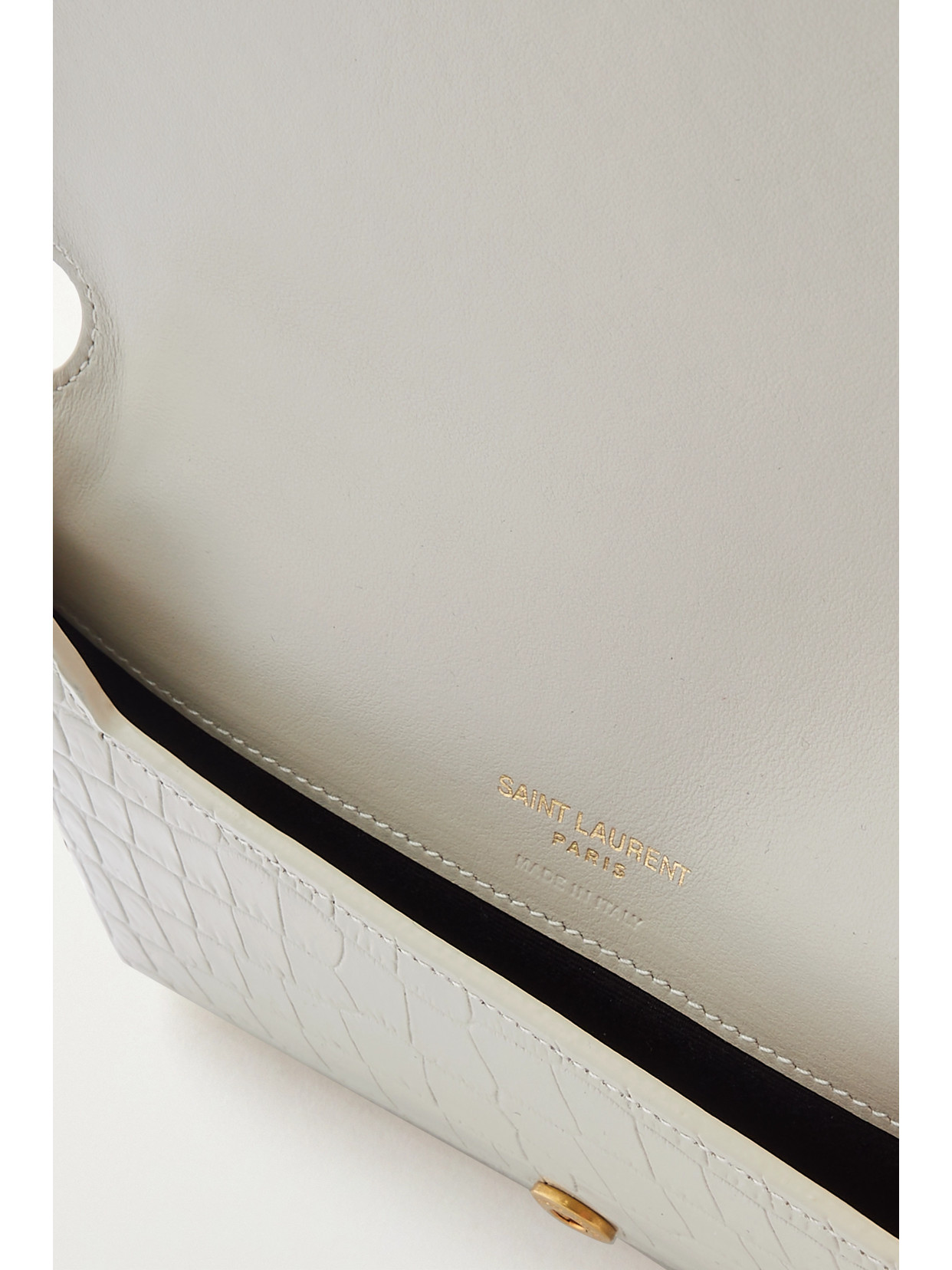 Shop Saint Laurent Cassandre Strap Leather Phone Case In Cream