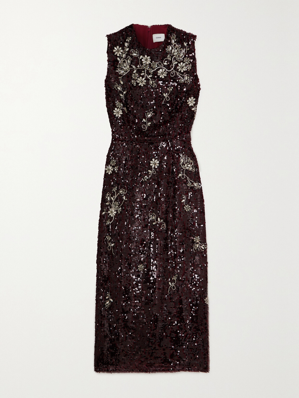 Erdem Embellished Pleated Georgette Dress In Purple