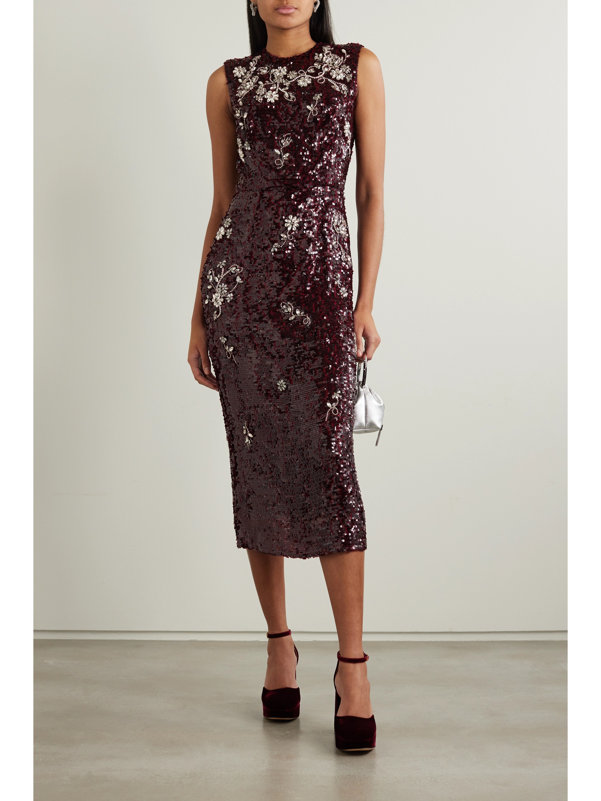 Erdem Embellished georgette dress