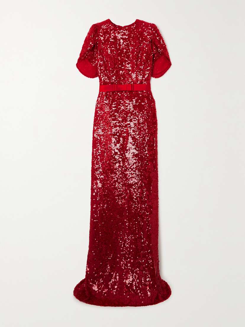 Erdem Belted Sequined Chiffon Gown - UK 16