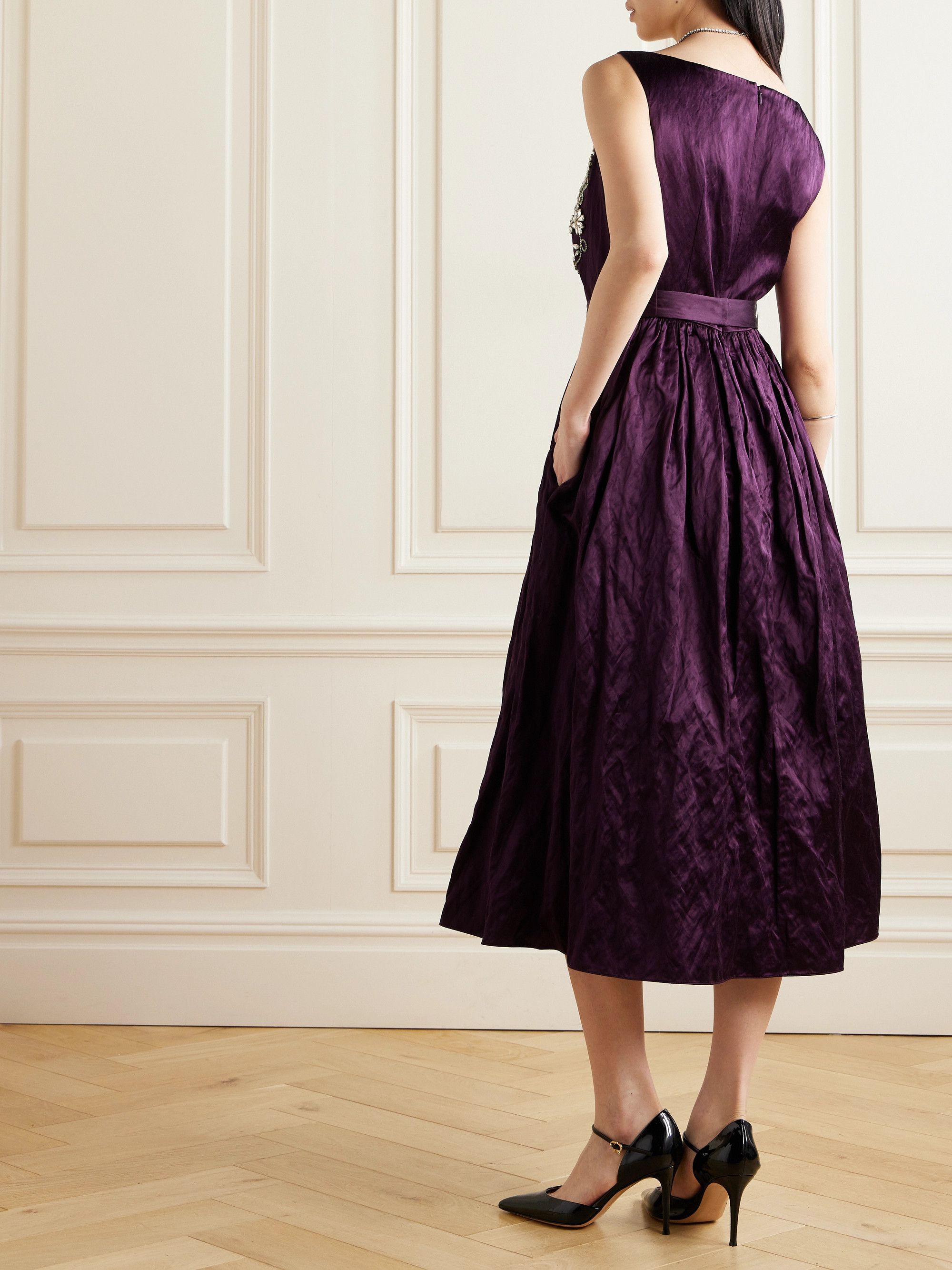 Erdem Embellished sequined satin midi dress thumbnail