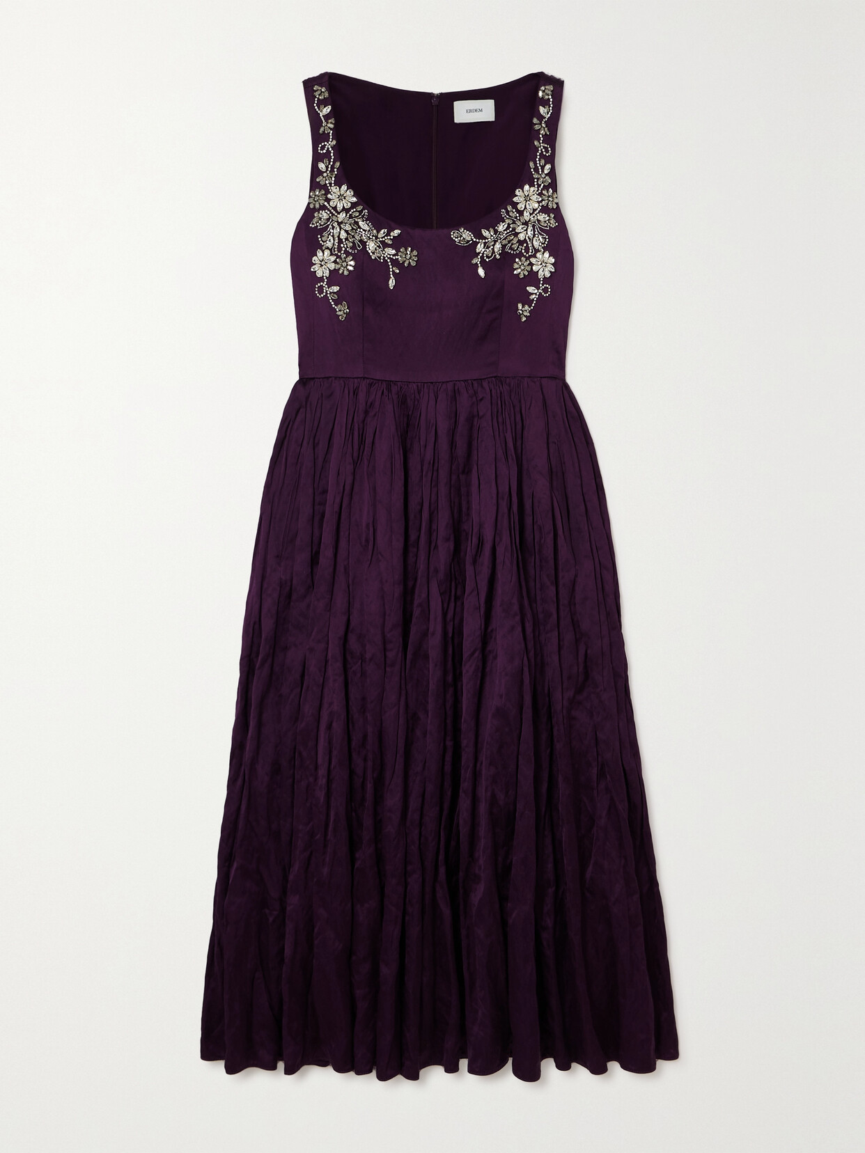 Erdem Embellished Sequined Satin Midi Dress - Burgundy