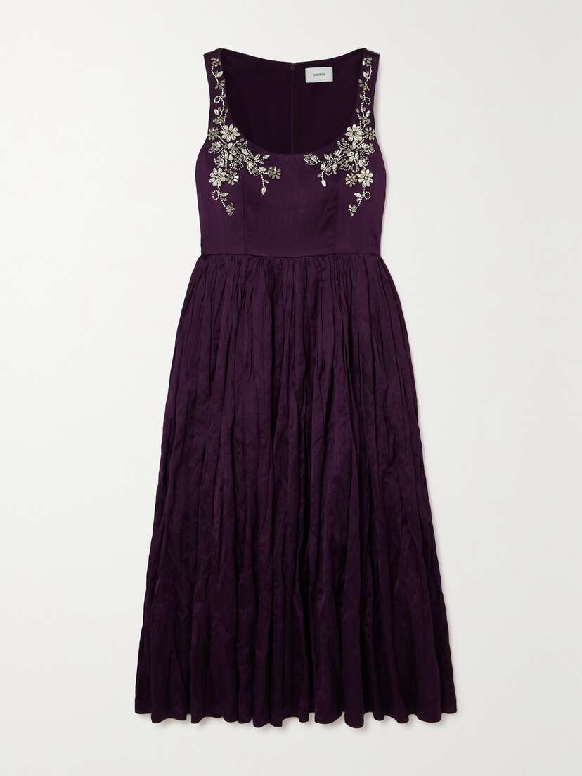 Erdem Embellished Sequined Satin Midi Dress