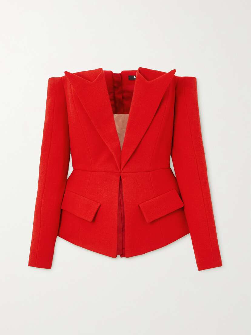 Balmain Off-the-shoulder Wool-crepe Peplum Top