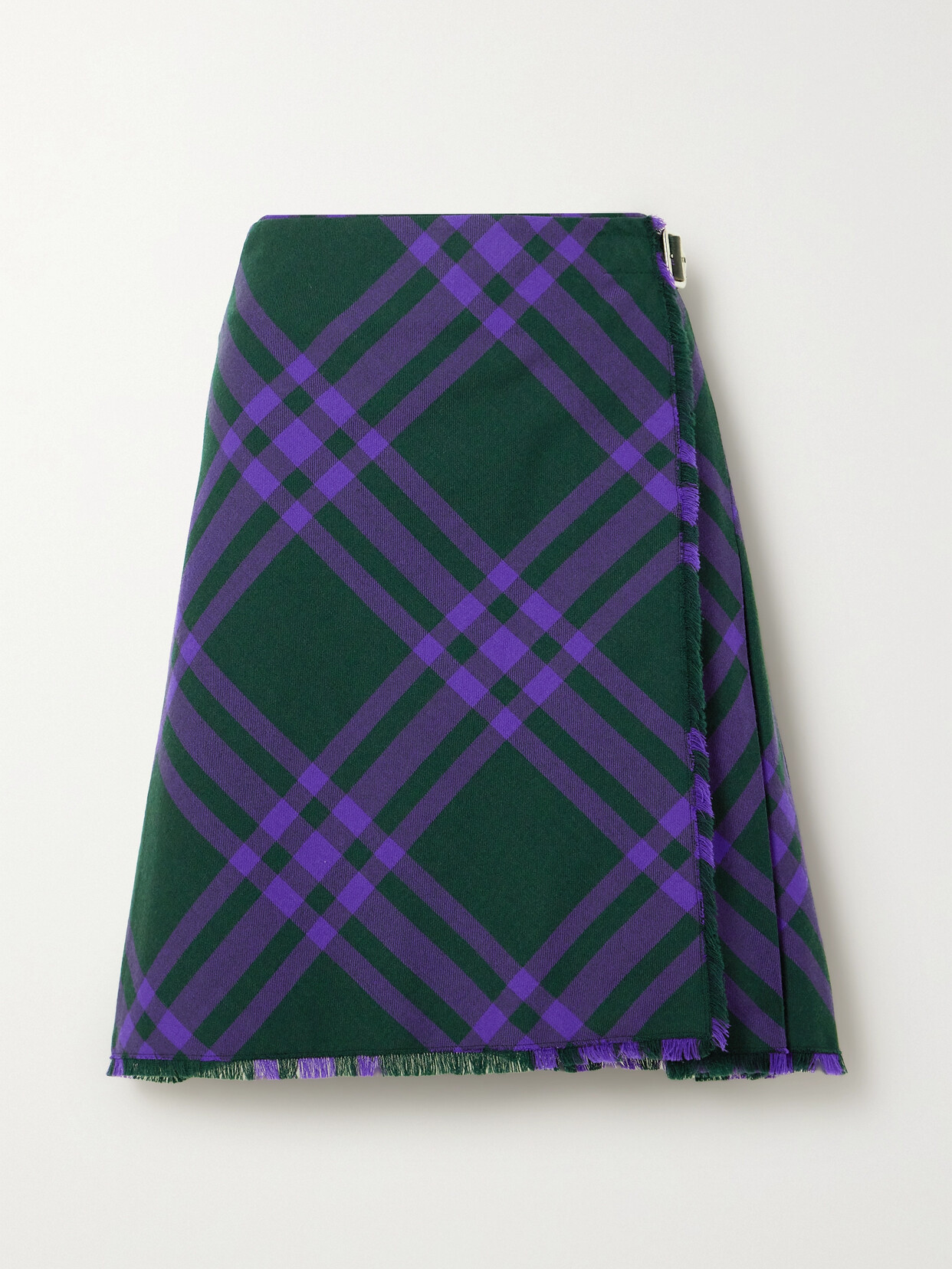 Burberry - Wrap-effect Checked Woven Skirt - Blue