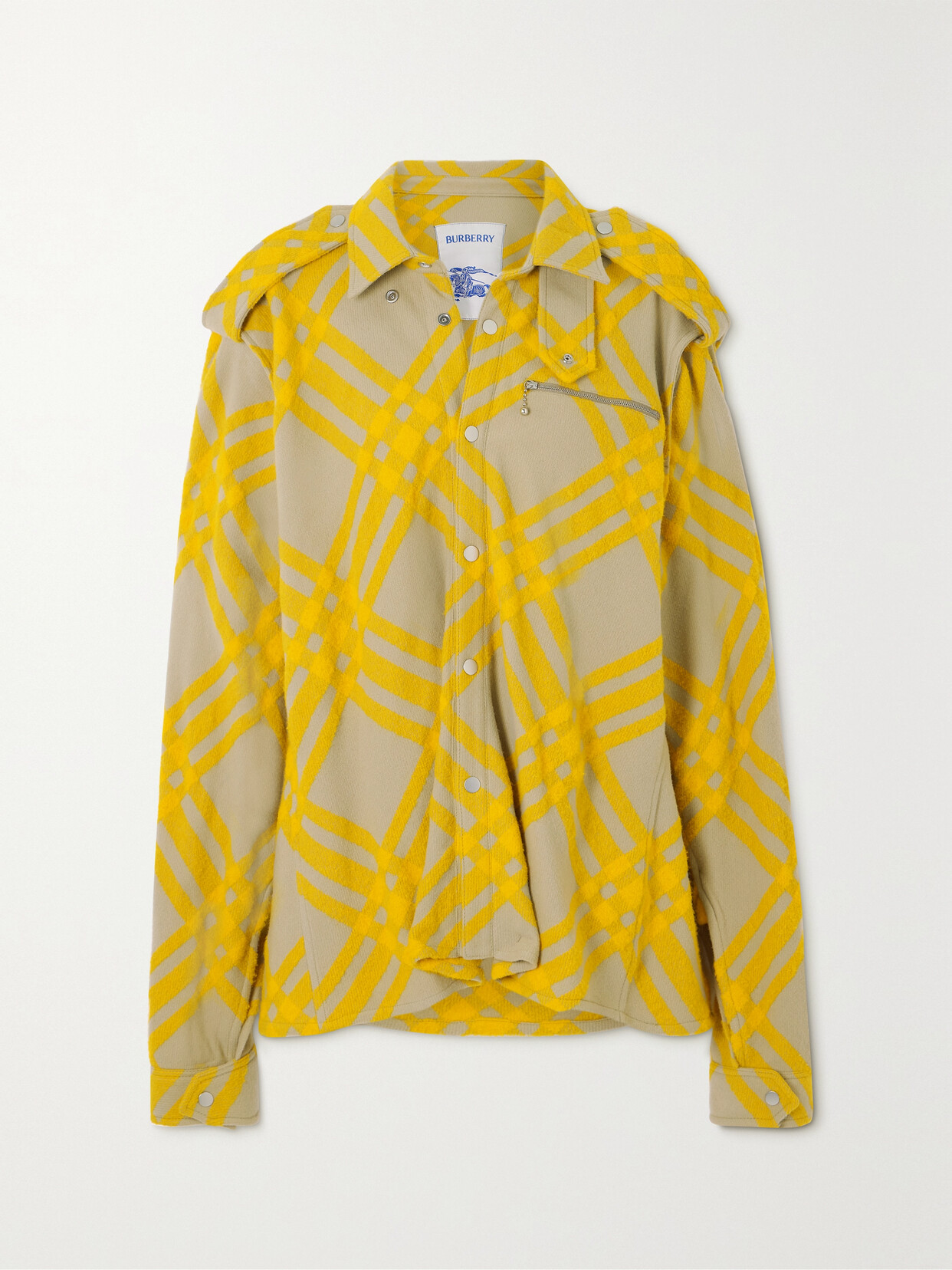 Burberry Oversized Checked Wool Bomber Jacket In Yellow