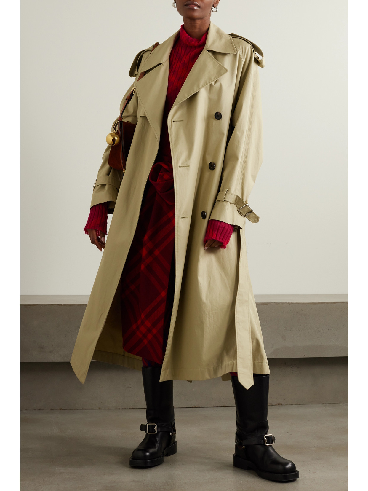 Shop Burberry Belted Double-breasted Cotton-gabardine Trench Coat In Neutrals