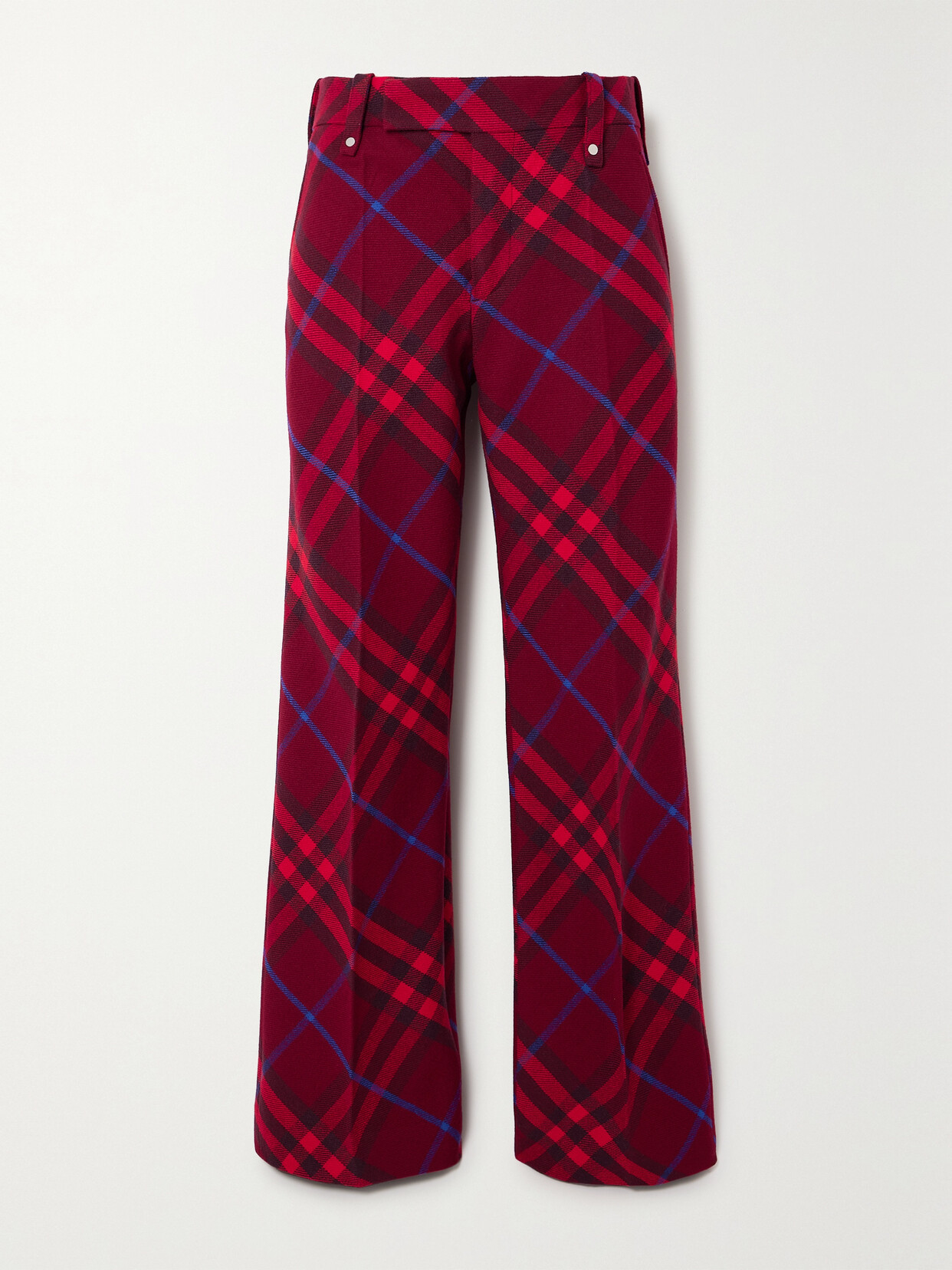 Burberry Layered Checked Wool Straight-leg Pants - UK 14
