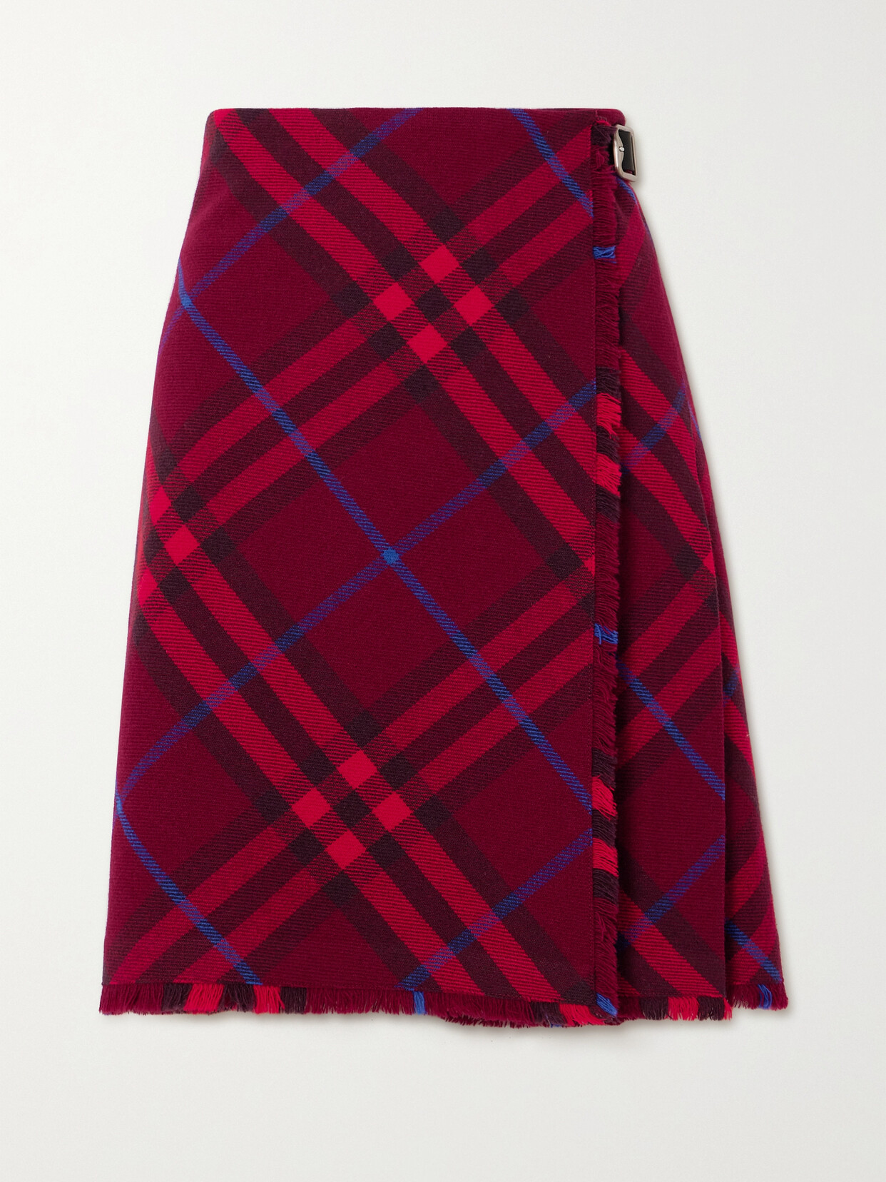 Burberry - Wrap-effect Checked Wool Skirt - Red