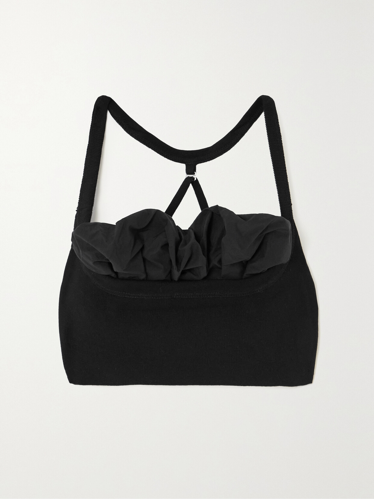Jacquemus Frivolli Taffeta And Ribbed Stretch-knit Halterneck Bralette - Black