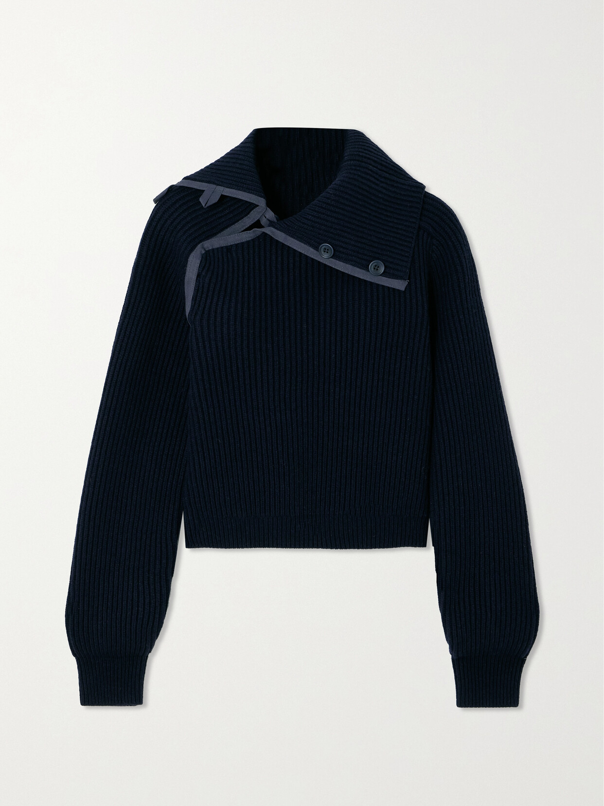 Jacquemus - Vega Cropped Ribbed Wool-blend Sweater - Blue