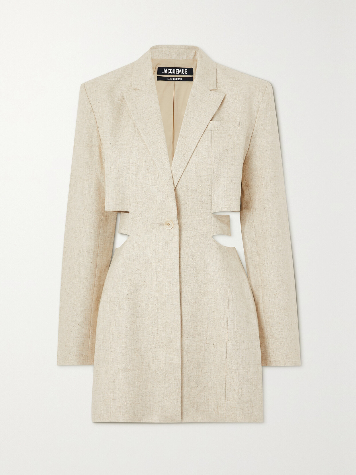 Jacquemus Bari Cutout Woven Mini Dress In Neutrals