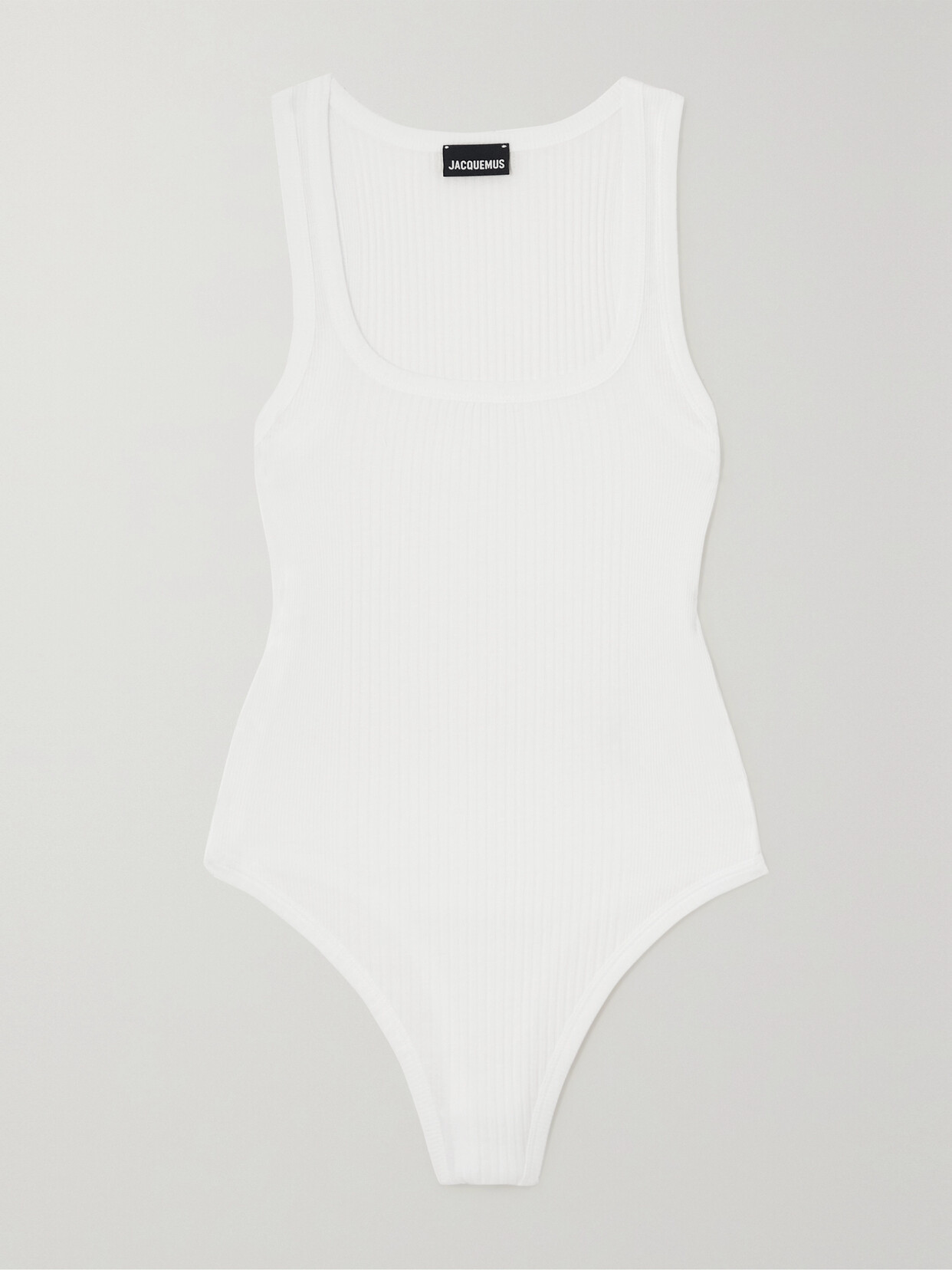 Jacquemus - Caraco Ribbed Cotton Thong Bodysuit - White