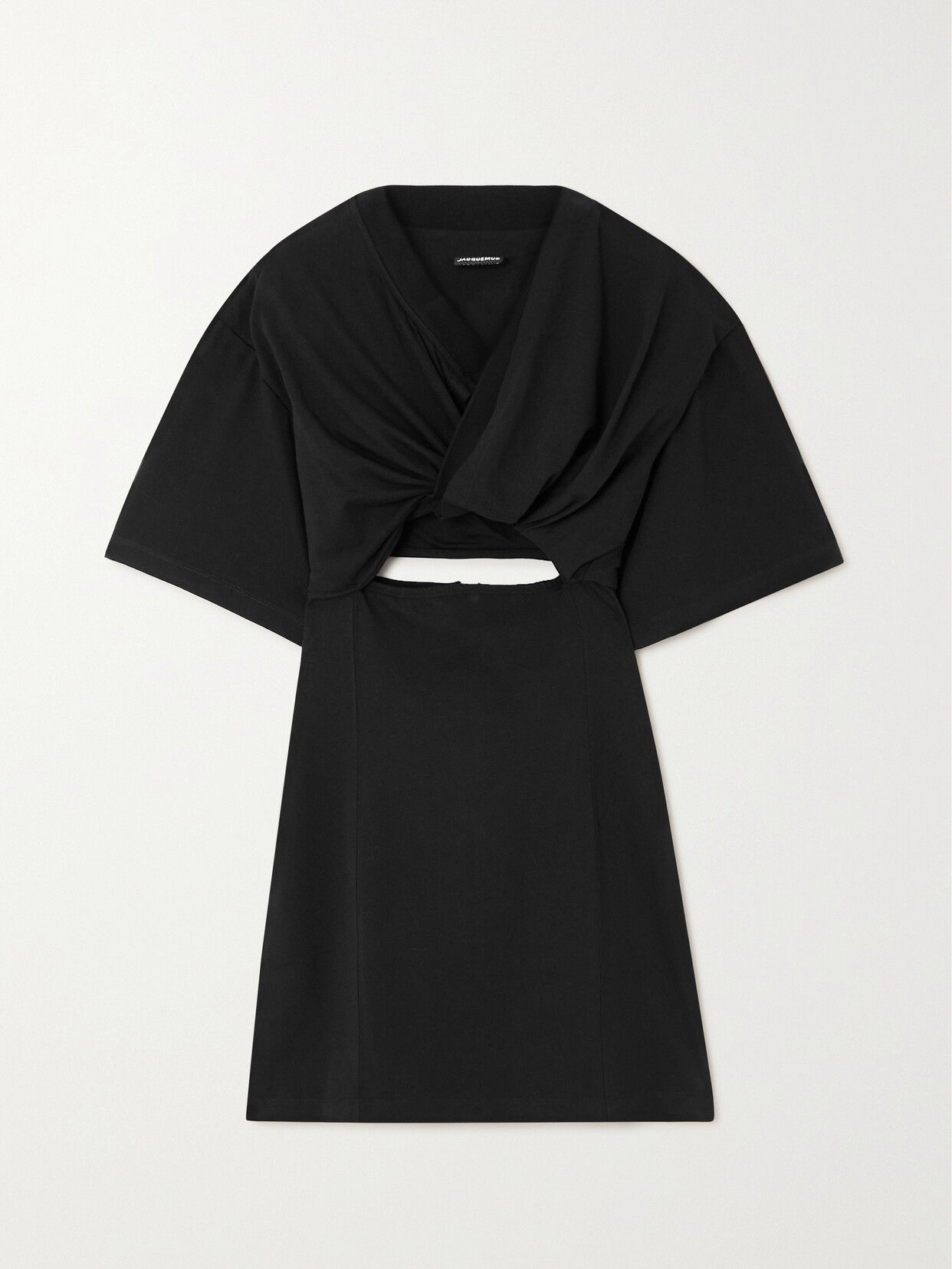 Jacquemus Bahia Twist-front Cutout Cotton-twill Mini Dress - Black