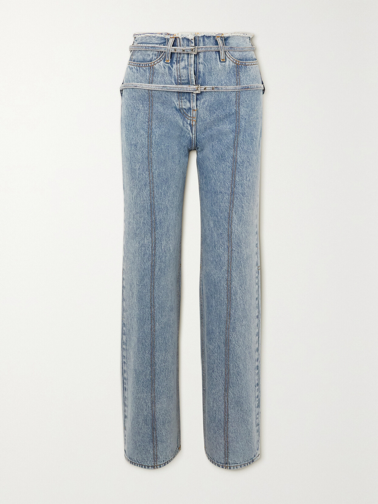 JACQUEMUS LE DE NÎMES CARACO BELTED HIGH-RISE WIDE-LEG ORGANIC JEANS