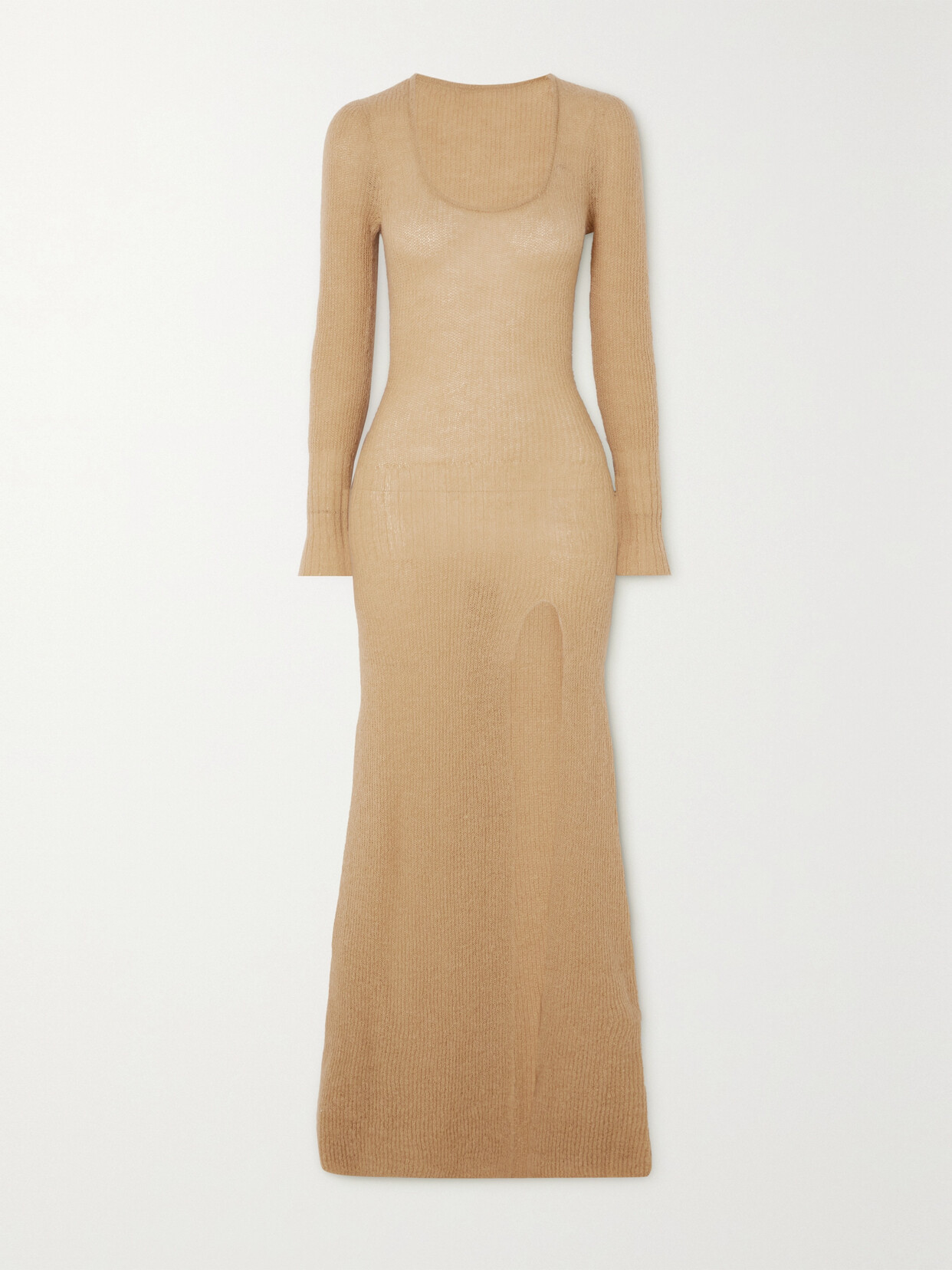 JACQUEMUS DAO BRUSHED RIBBED-KNIT MAXI DRESS