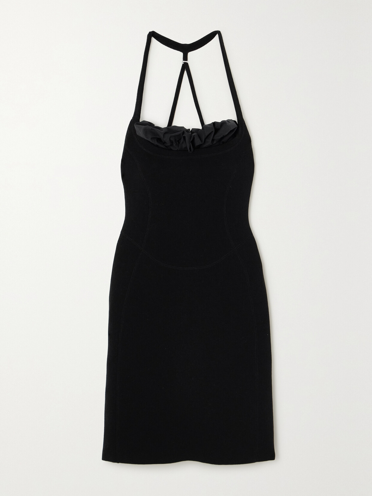 Jacquemus - Croissant Ruffled Taffeta And Stretch-knit Mini Dress - Black